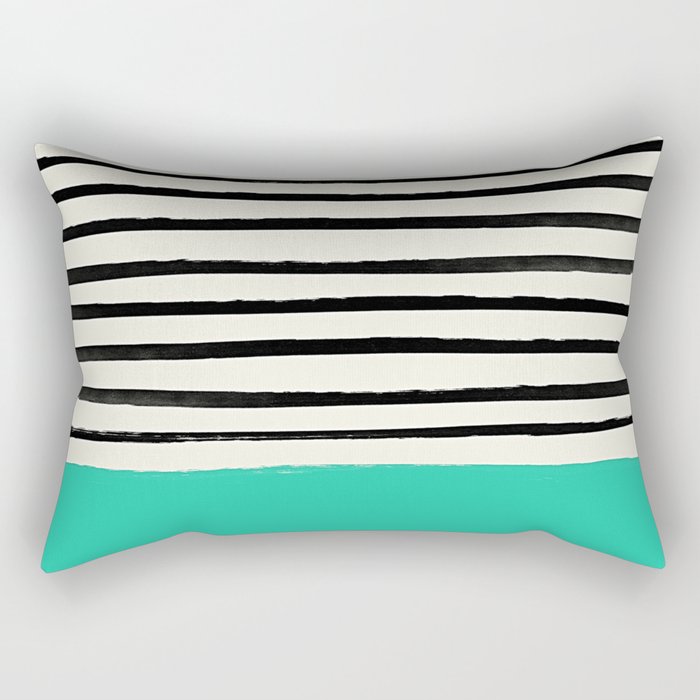 Mint x Stripes Rectangular Pillow