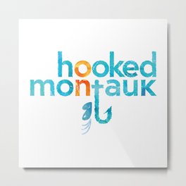 Hooked on Montauk Metal Print | Ocean, Longisland, Stripedbass, Blue, Digital, Montauk, Waves, Graphicdesign, Fishing, Summer 