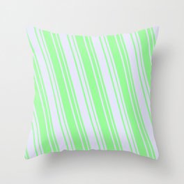 [ Thumbnail: Green & Lavender Colored Striped/Lined Pattern Throw Pillow ]