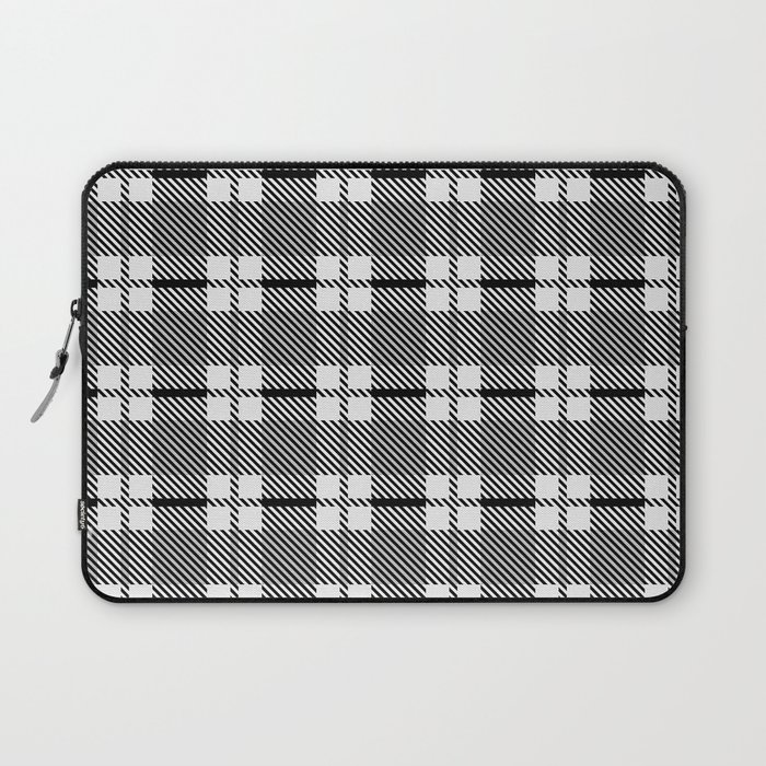 Black And White Clan Clark Tartan Plaid Laptop Sleeve