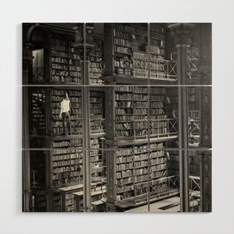 A book lovers dream - Cast-iron Book Alcoves Cincinnati Library black and white photography Wood Wall Art