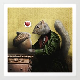 Mr. Squirrel Loves His Acorn! Art Print