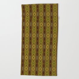 Organic Harmony: Vertical Abstract Pattern in Browns and Yellows Beach Towel
