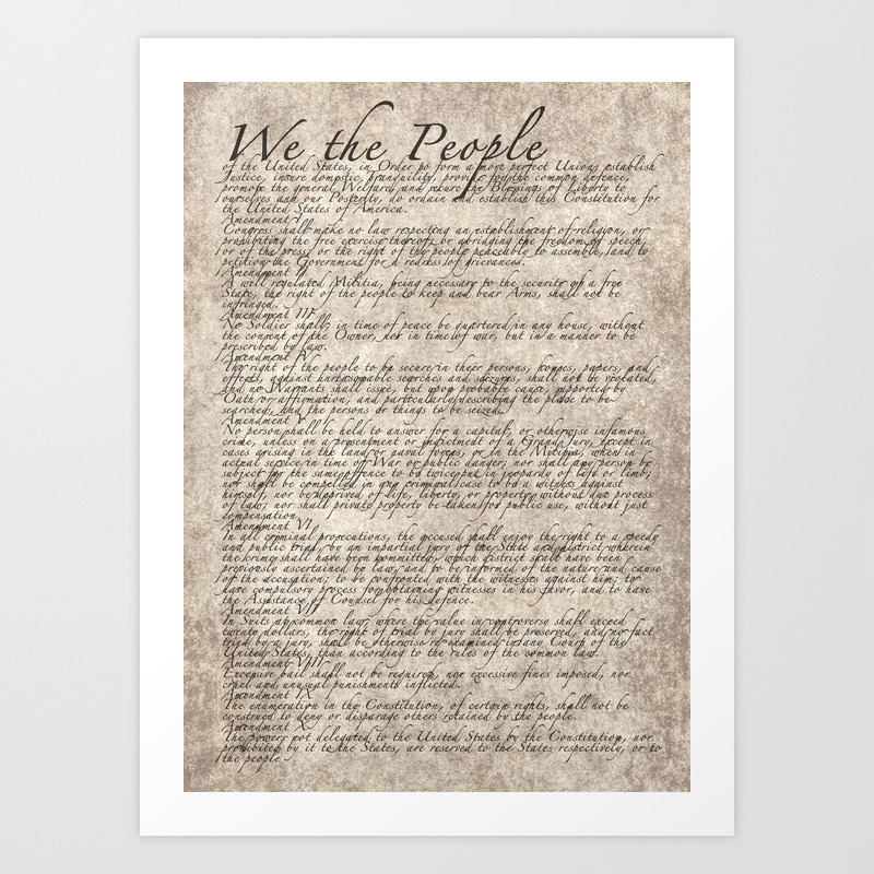 United States Bill of Rights (US Constitution) Art Print