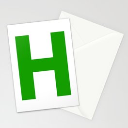 Letter H (Green & White) Stationery Card