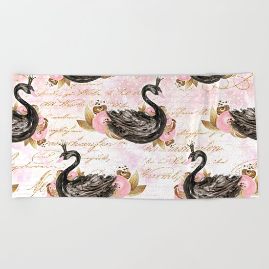 Black Swans ballerina #2 Beach Towel