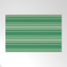 [ Thumbnail: Dark Sea Green & Sea Green Colored Stripes Pattern Welcome Mat ]