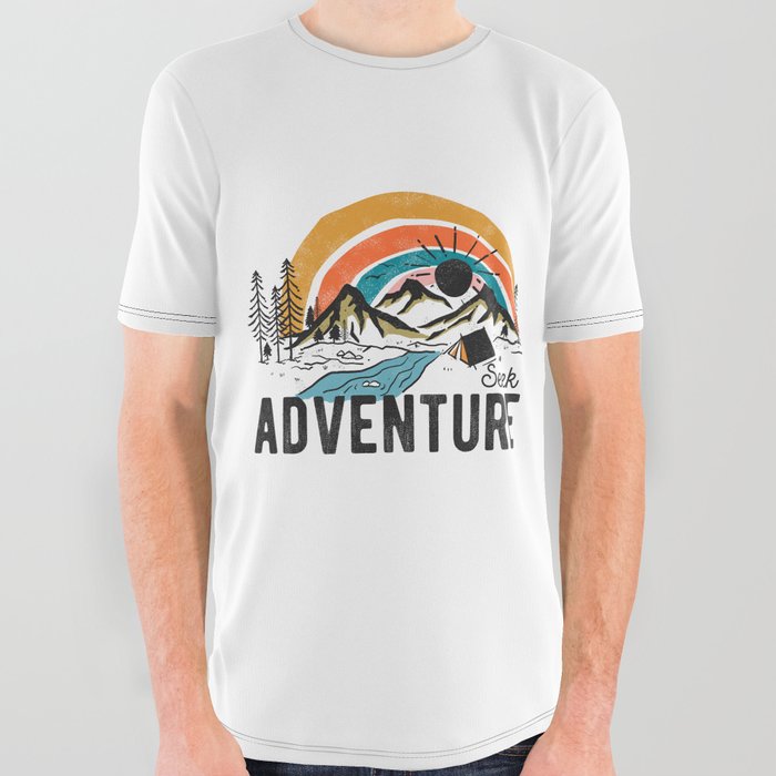 Seek Adventure Mountain Camping All Over Graphic Tee