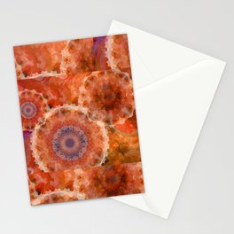 Red Impressions Circle Abstract Art by Sharon Cummings Stationery Card