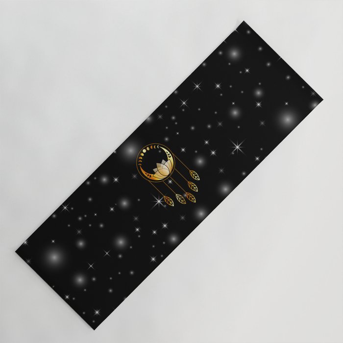 Mystic lotus dream catcher with moons and stars gold Yoga Mat