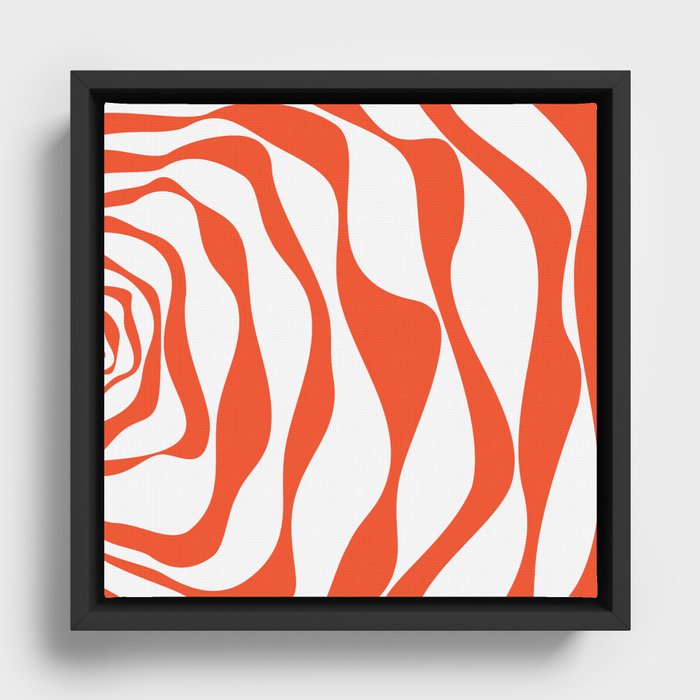 Ebb and Flow 4 - Orange and White Framed Canvas