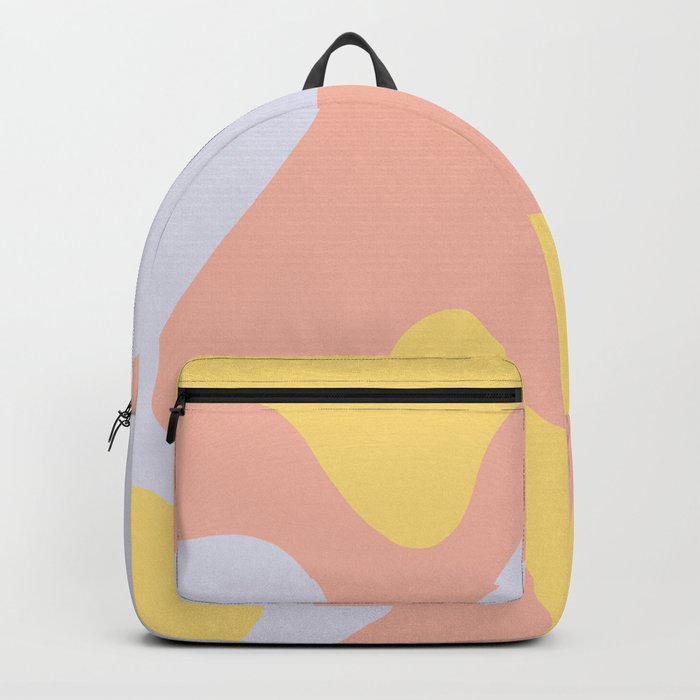 Soft Blobs Contemporary Abstract Pattern Lavender Yellow and Blush Pink Backpack