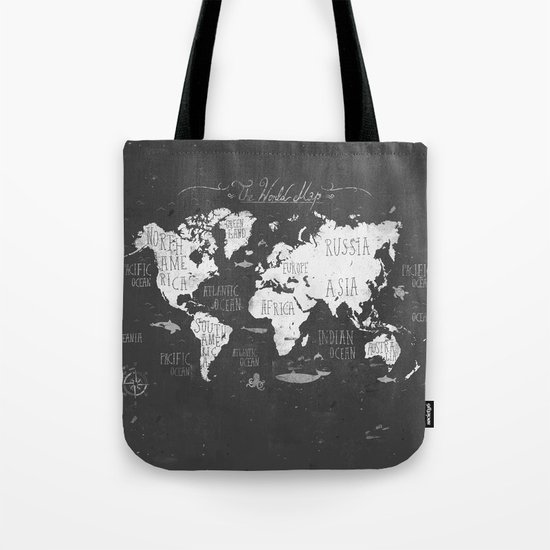 The World Map B/W Tote Bag