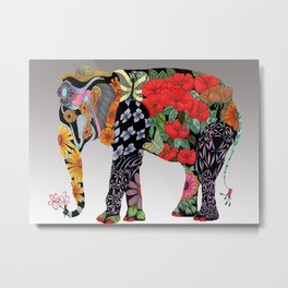 Ms. Ele Phant Metal Print | Forest, Animal, Hat, Ink, Endangered, Painting, African, Jungle, Wildlife, Asian 