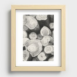 Oak Tree Rings Black and White Hand Drawn Recessed Framed Print