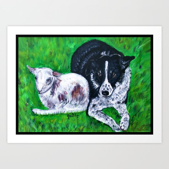Kay and her little lamb Art Print