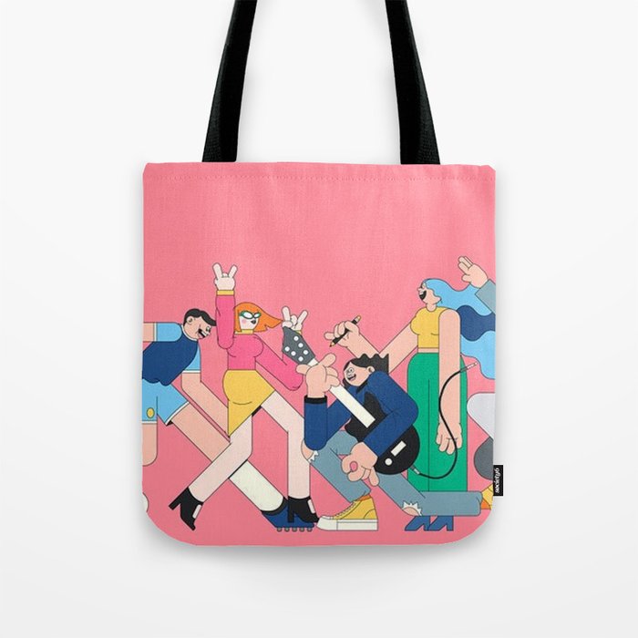 Youth Characters on Pink Tote Bag