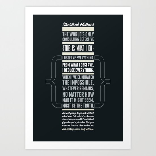 Sherlock - The Great Consulting Detective. Art Print