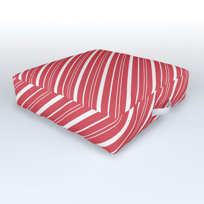 Red and White Candy Cane Stripes Pattern Outdoor Floor Cushion