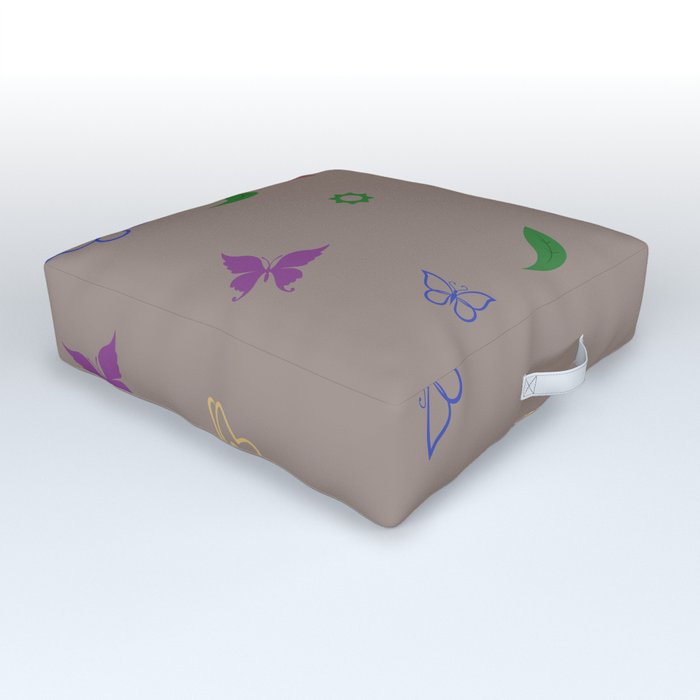 Pattern with butterflies and leaves Outdoor Floor Cushion