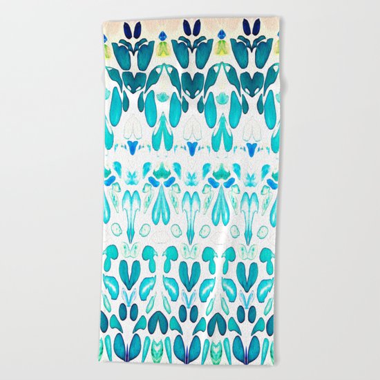 Memories of Summer, Bright Sea Blue and Yellow Beach Towel