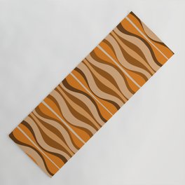 Hourglass Abstract Mid-century Modern Pattern in 70s Brown Orange Beige Yoga Mat