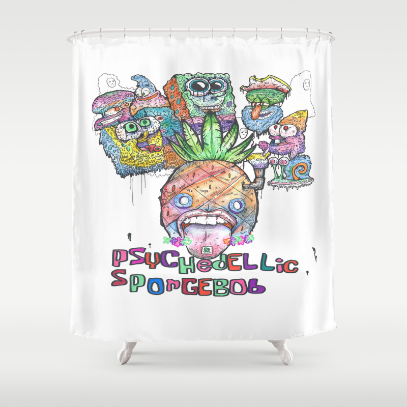 Psychedelic Spongebob Squarepants Shower Curtain By Dustindrageart