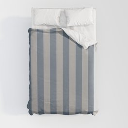 [ Thumbnail: Light Slate Gray and Grey Colored Striped Pattern Duvet Cover ]