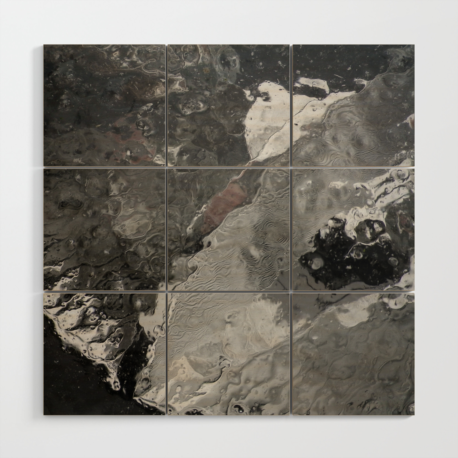Mercurial Silver Grey Ice Abstract Wood Wall Art By Richardbrookes