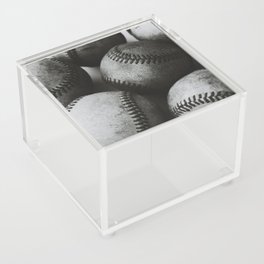 Old Baseballs in Black and White Acrylic Box