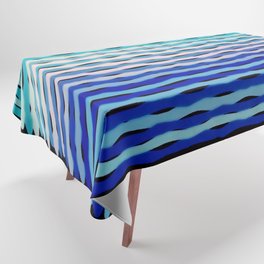 Abstract Ombre Waves Aqua White Blue Tablecloth