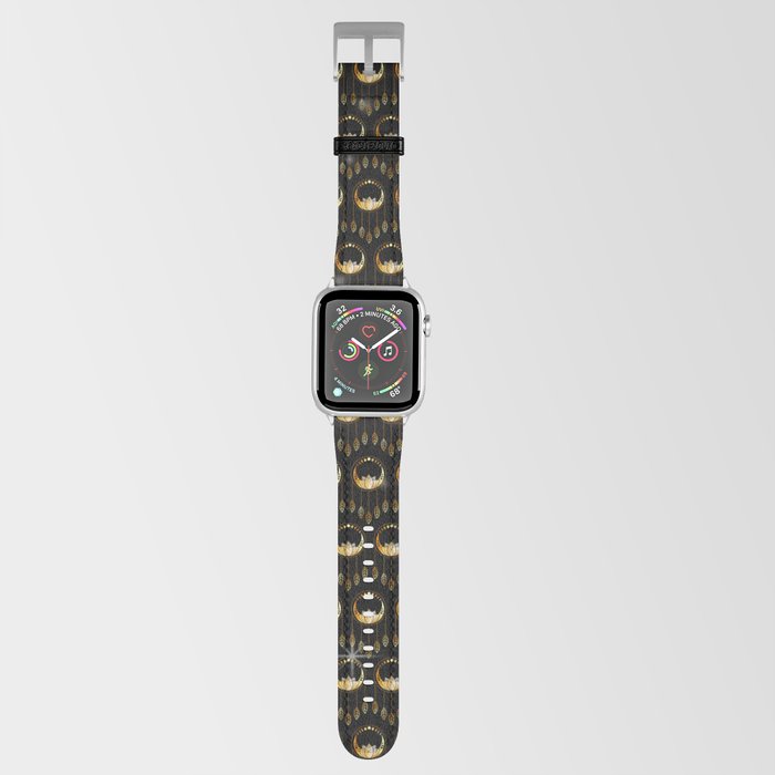 Mystic lotus dream catcher with moons and stars gold Apple Watch Band