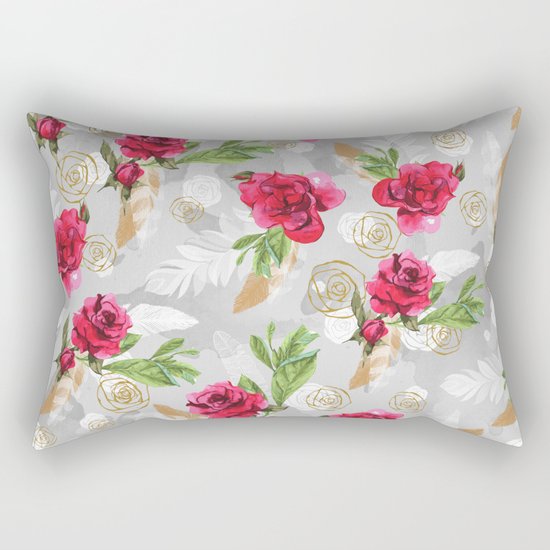 Pattern flowers & feathers Rectangular Pillow