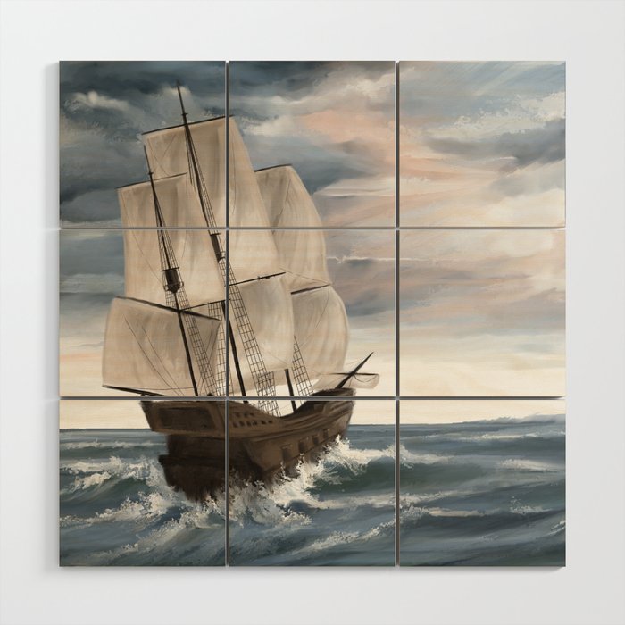 Sailing Ship Wood Wall Art