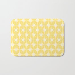 Midcentury Modern Atomic Starburst Pattern in Soft Yellow Bath Mat