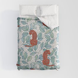 REd tigers in the greens Duvet Cover