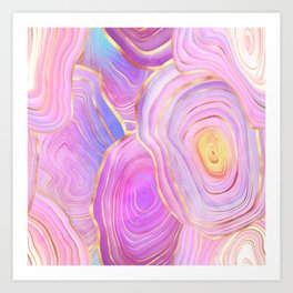 Pink Watercolor Agate Texture 07 Art Print