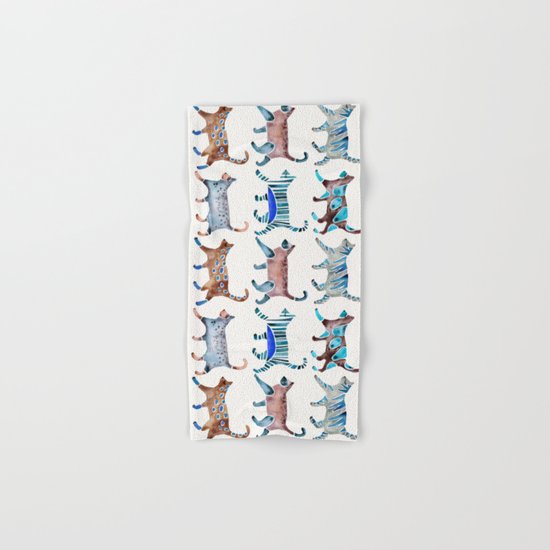 Cat Collection – Blue & Brown Palette Hand & Bath Towel