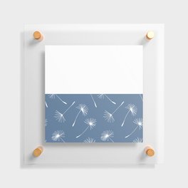 White Dandelion Lace Horizontal Split on Slate Blue Floating Acrylic Print