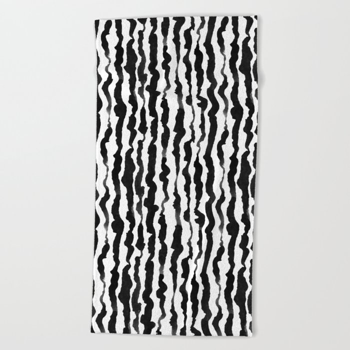 Vertical ink stripes Beach Towel