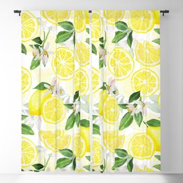 mediterranean summer lemon fruits on white Blackout Curtain