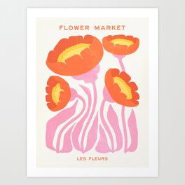 Coral Cosmos: Les Fleurs | Flower Market 05 | Spring Summer 23 Art Print