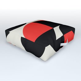 1970s mid century modern pattern red and black Outdoor Floor Cushion