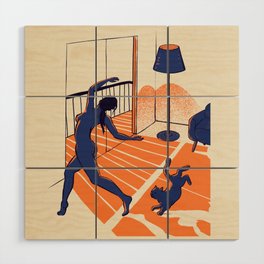 Dancing with the cat | Moody sunset light and shadows | Aesthetic room | Naked dance | Femme Fatale | Sunlight | Alone at Home Again | Balcony | Quarantine Pawfect Buddies Wood Wall Art