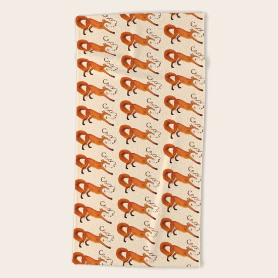 Coffee Fox Beach Towel