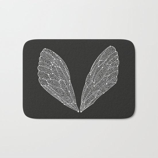 White Cicada Wings Bath Mat