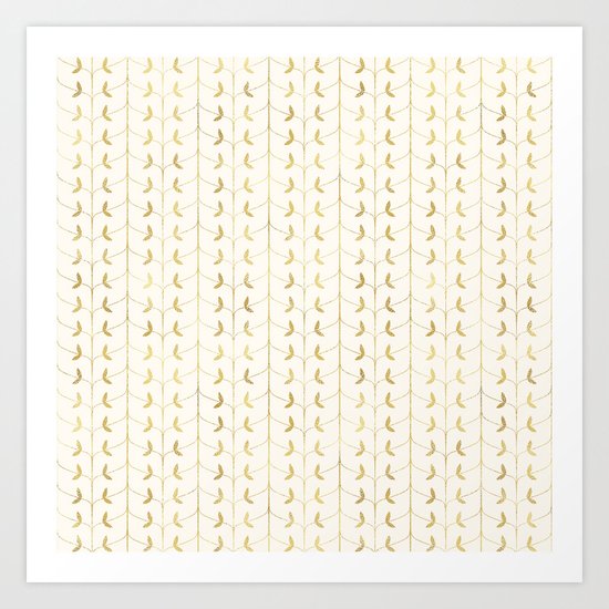 Gold Leaves Pattern Art Print