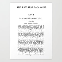 The Brothers Karamazov Fyodor Dostoevsky First Page Art Print