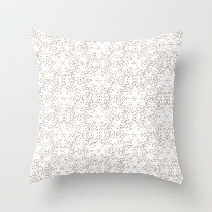White lace floral pattern Throw Pillow