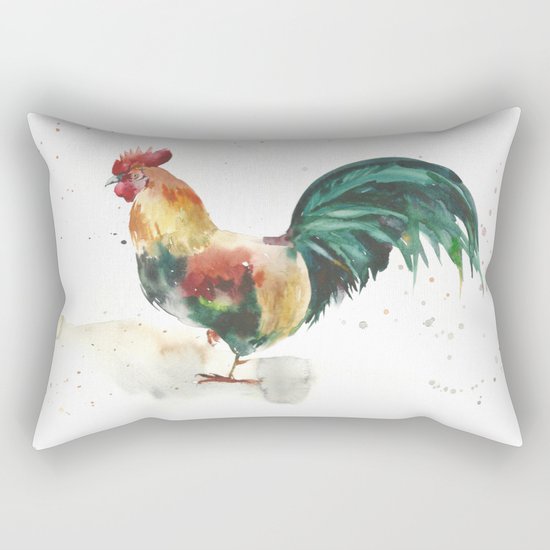 Symbol of the year, watercolor rooster, cock, cockerel Rectangular Pillow